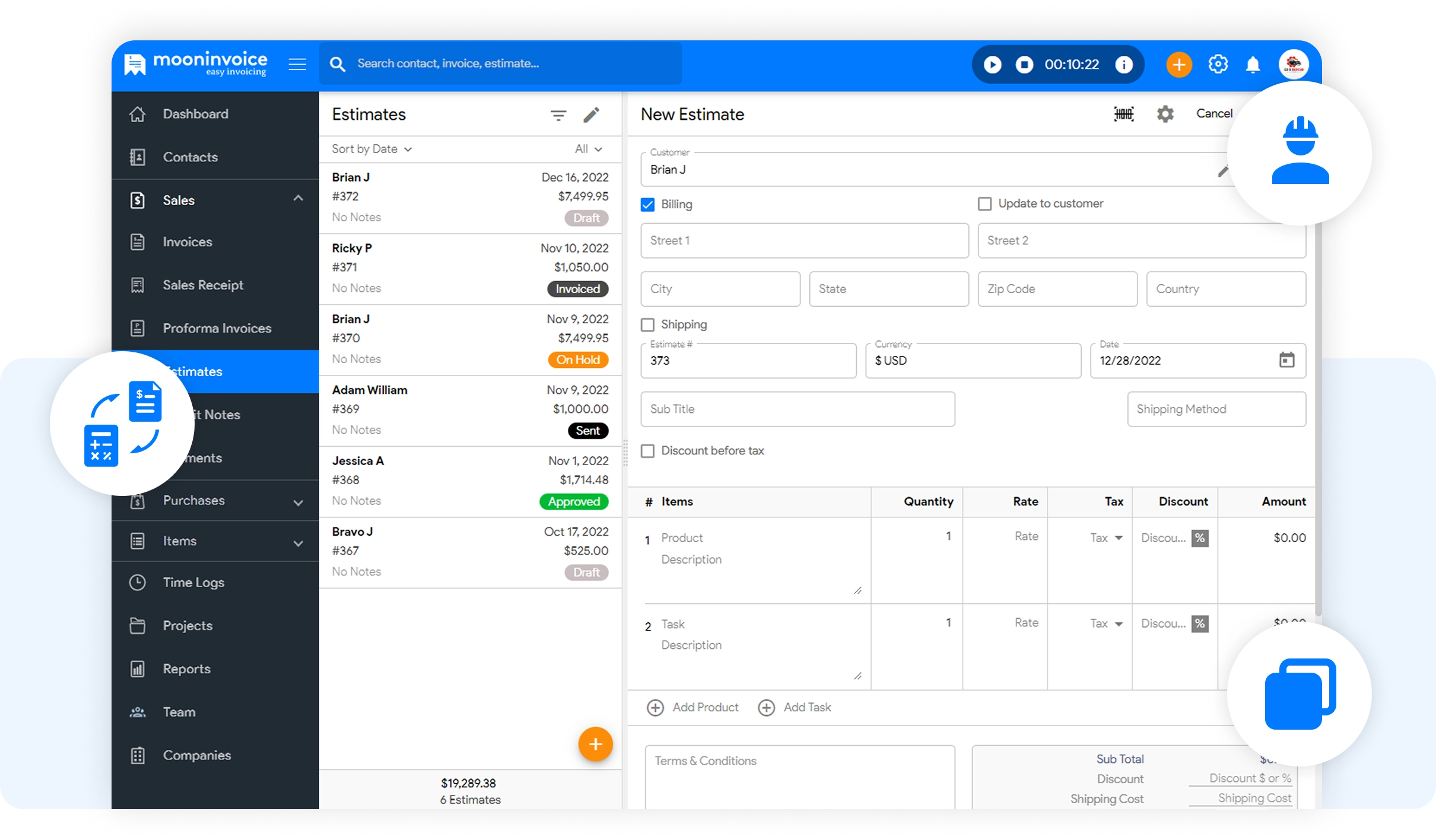 Add New Estimates & Convert Them to Invoices