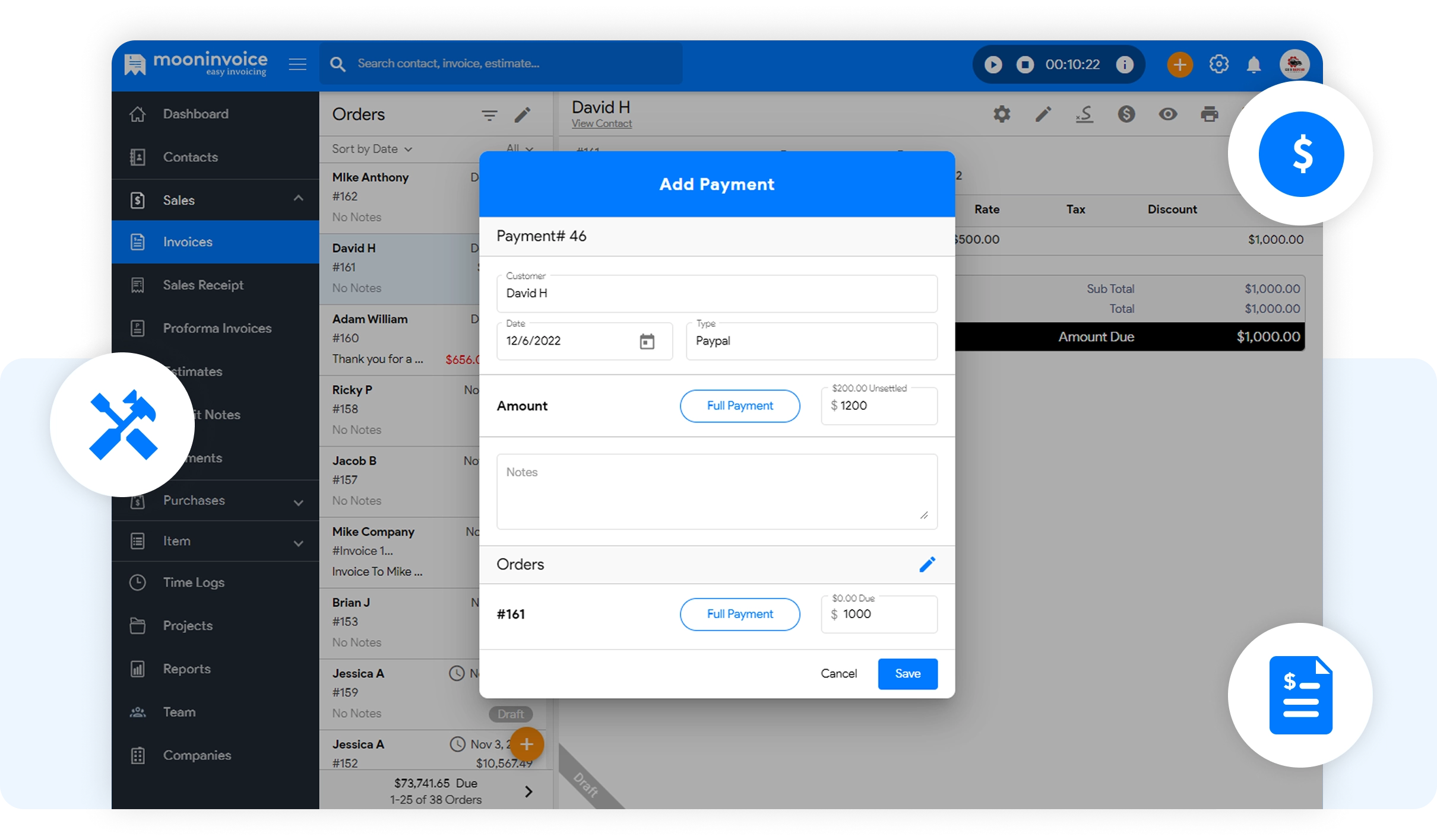 Add Advance Payments to Moon Invoice