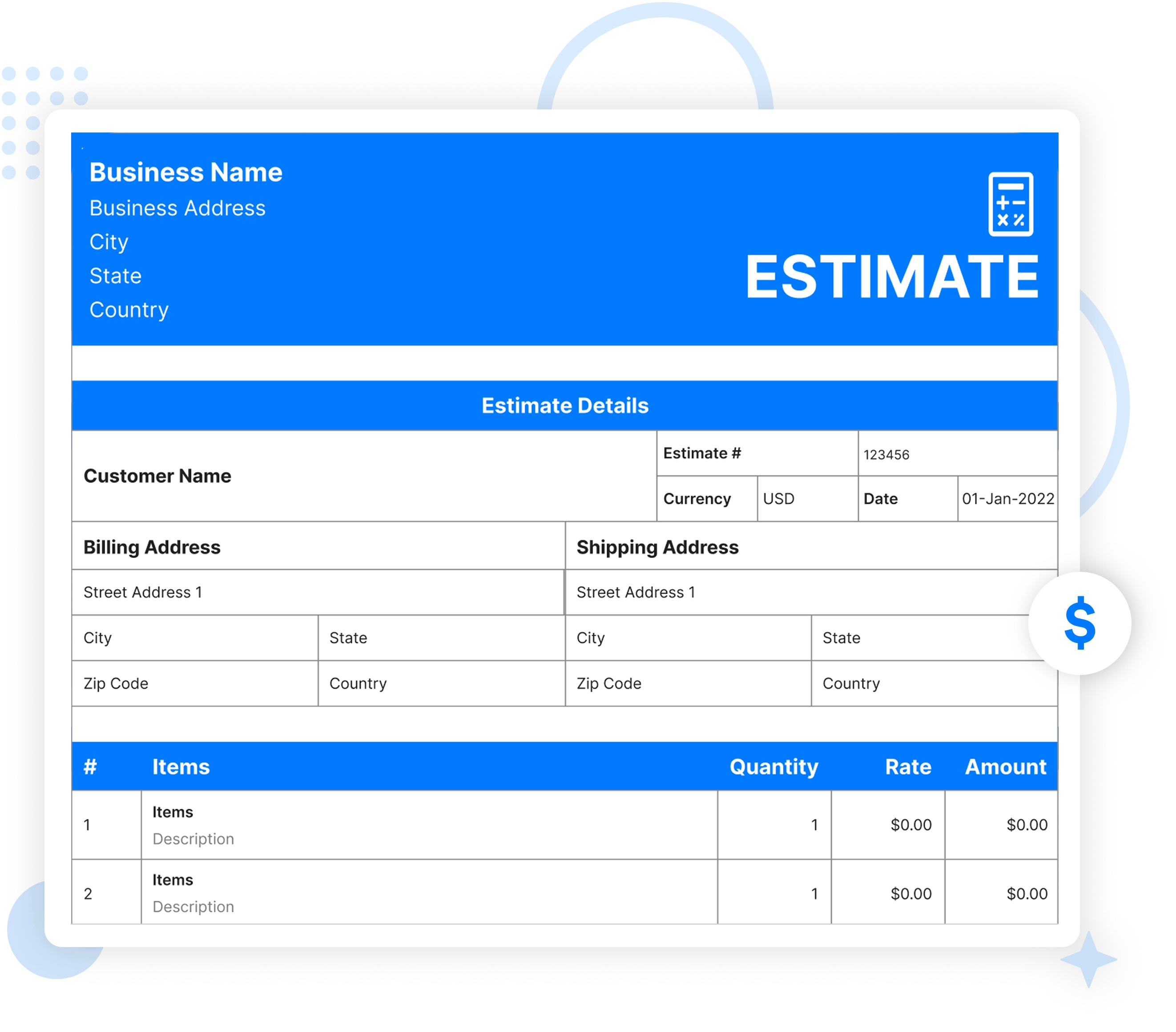 Excel Estimate Template