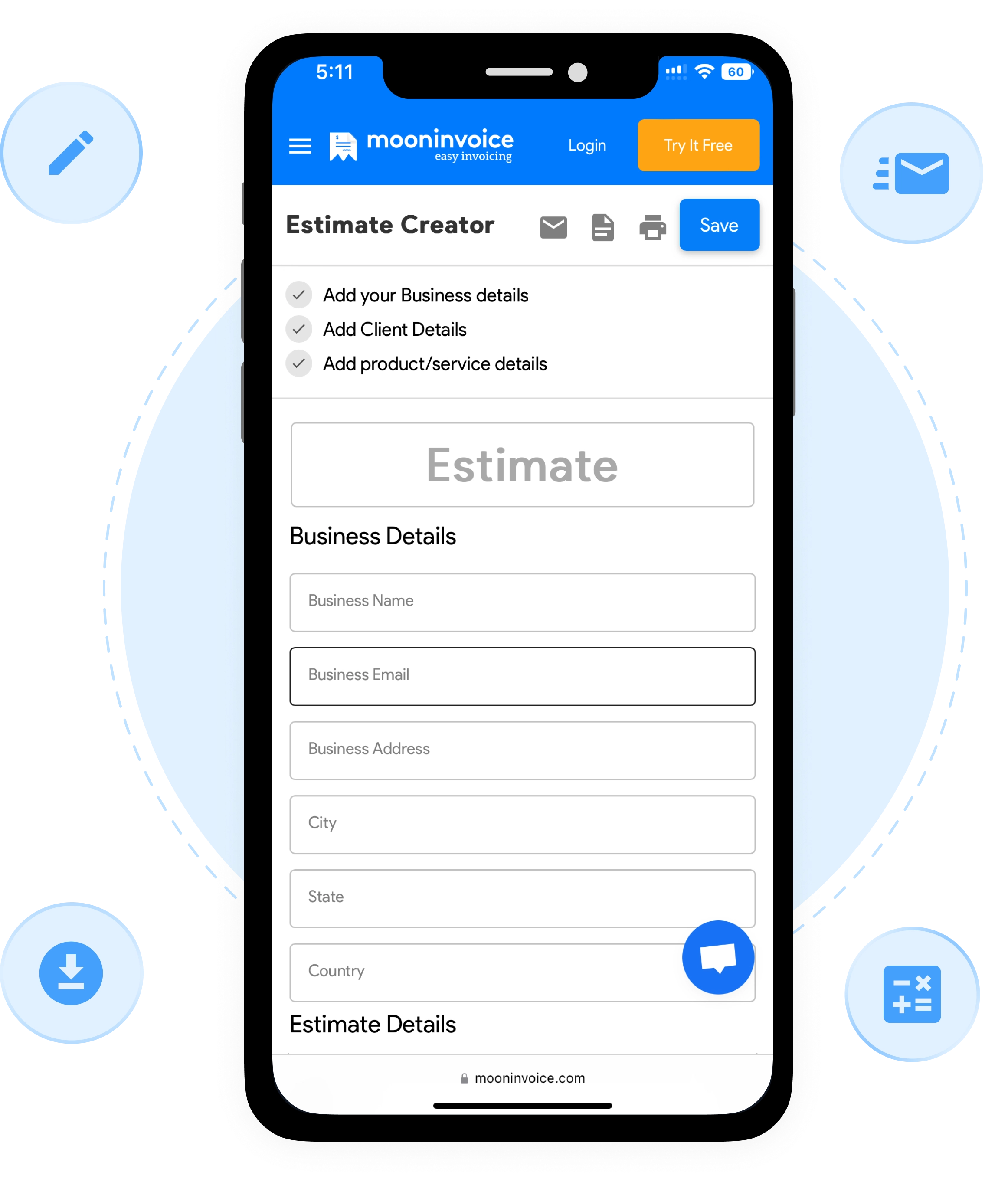 What are the Features of the Estimate Generator?