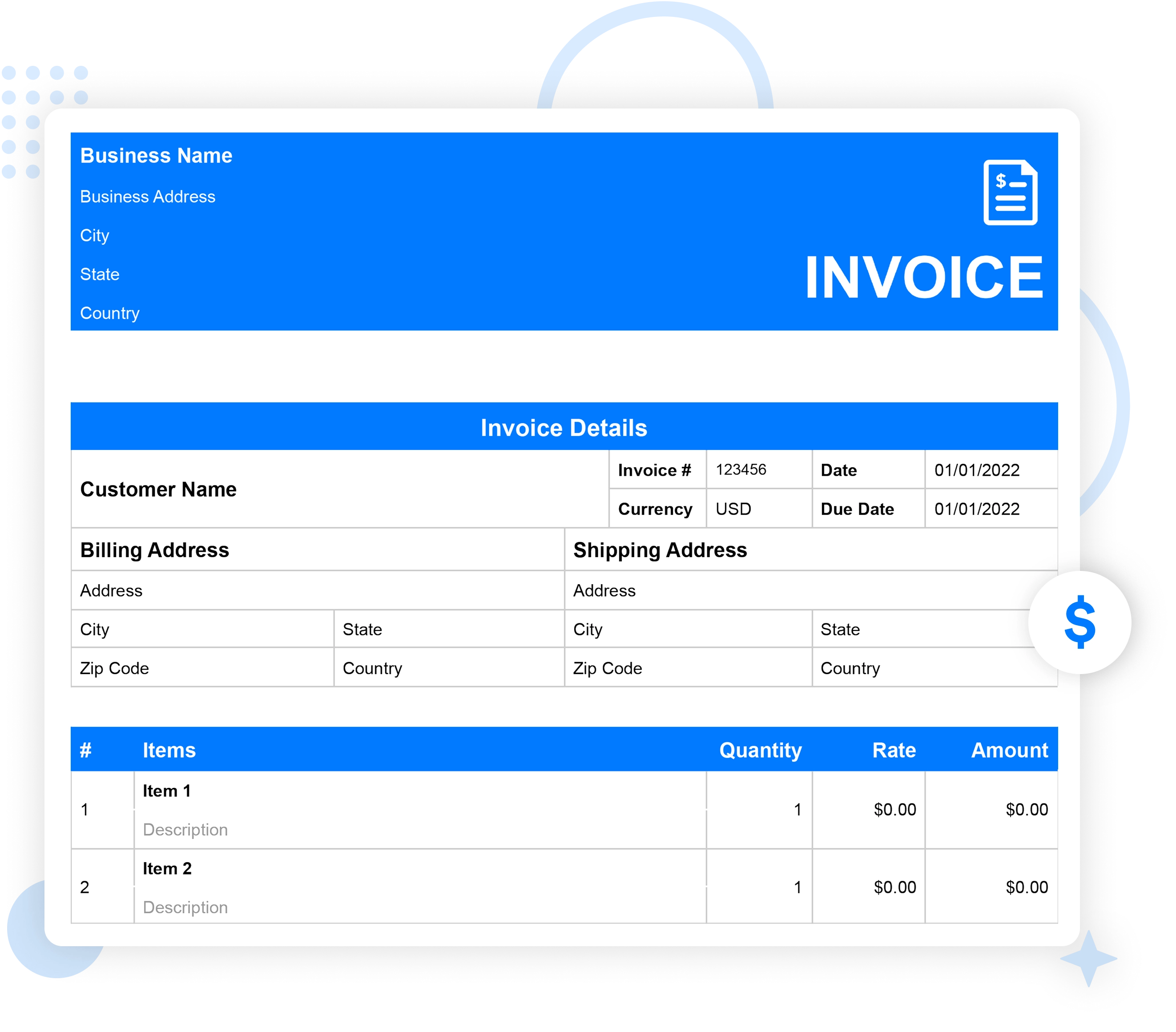 Interior Design Invoice Template