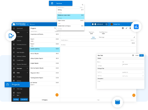 Manage Projects, Tasks & Services