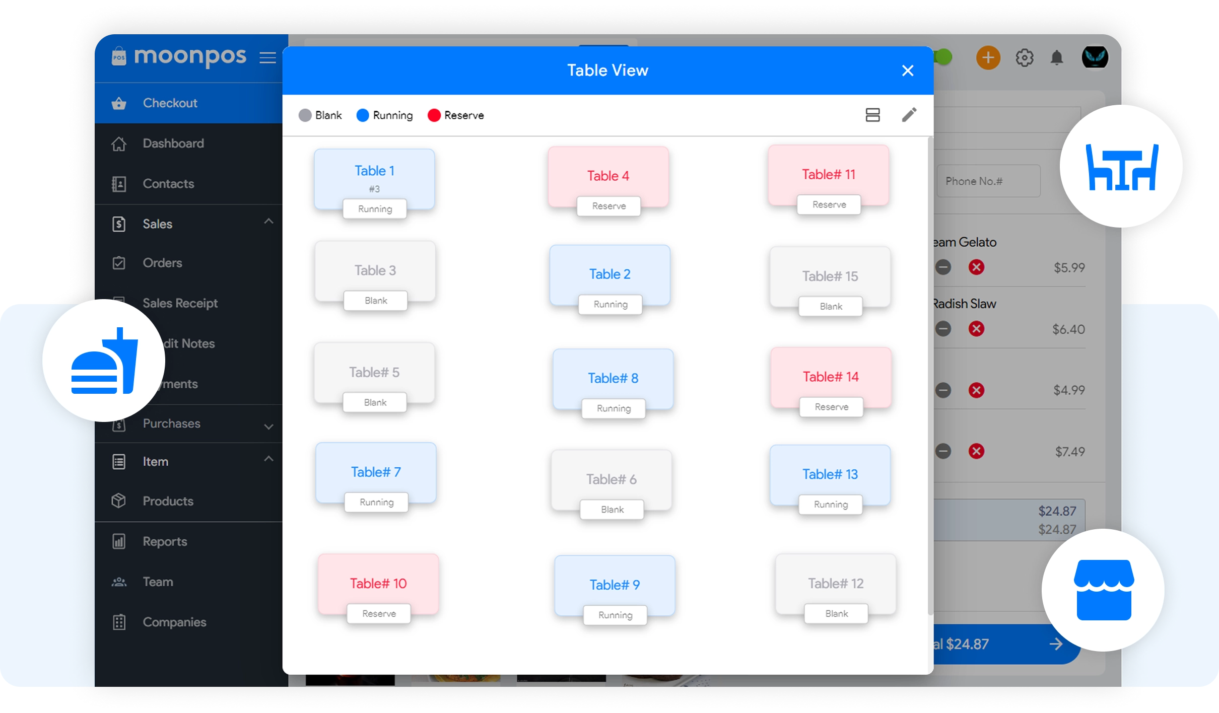 Manage Table & KOT On Screen