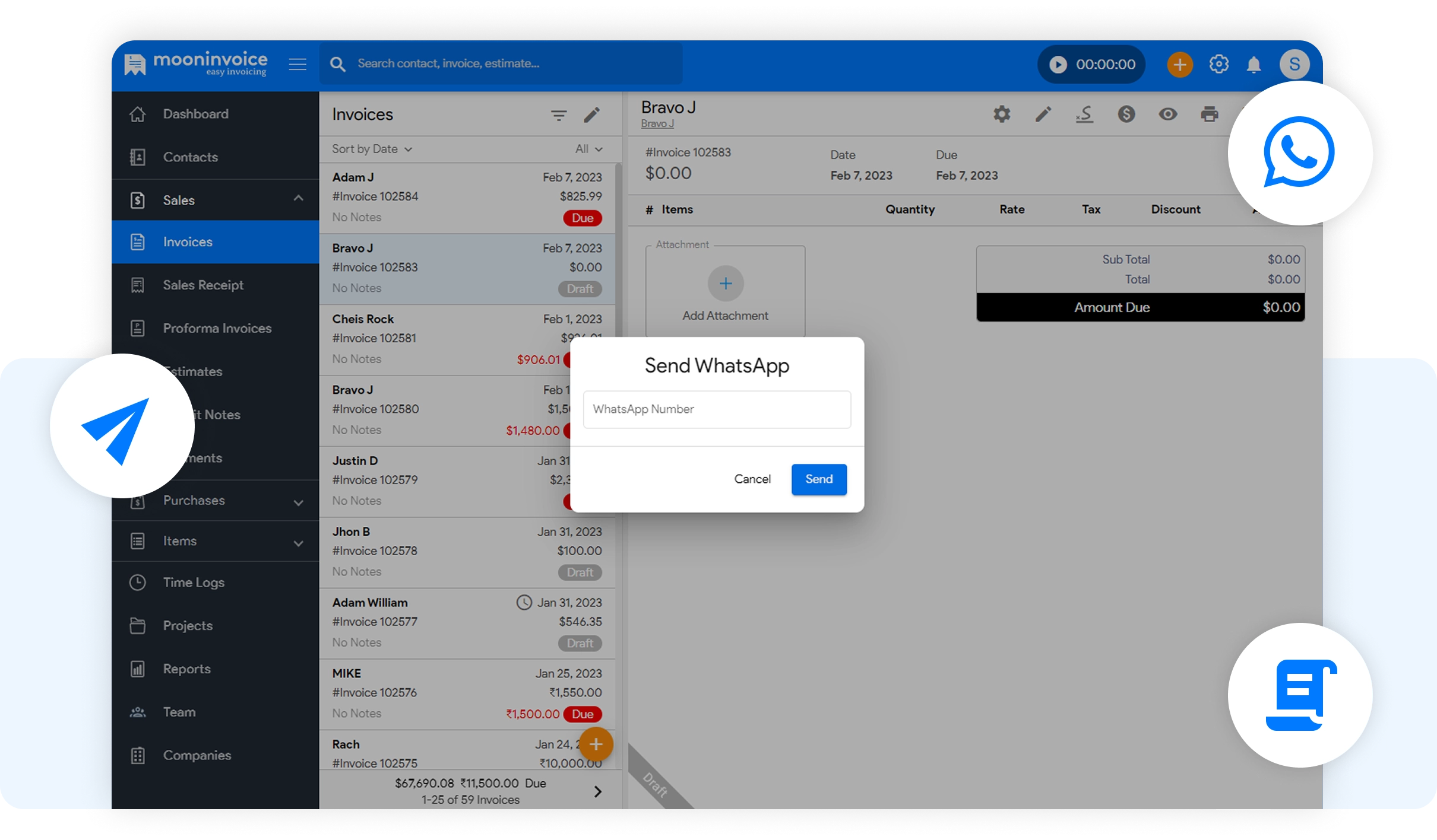 Send Marketing Invoices via WhatsApp