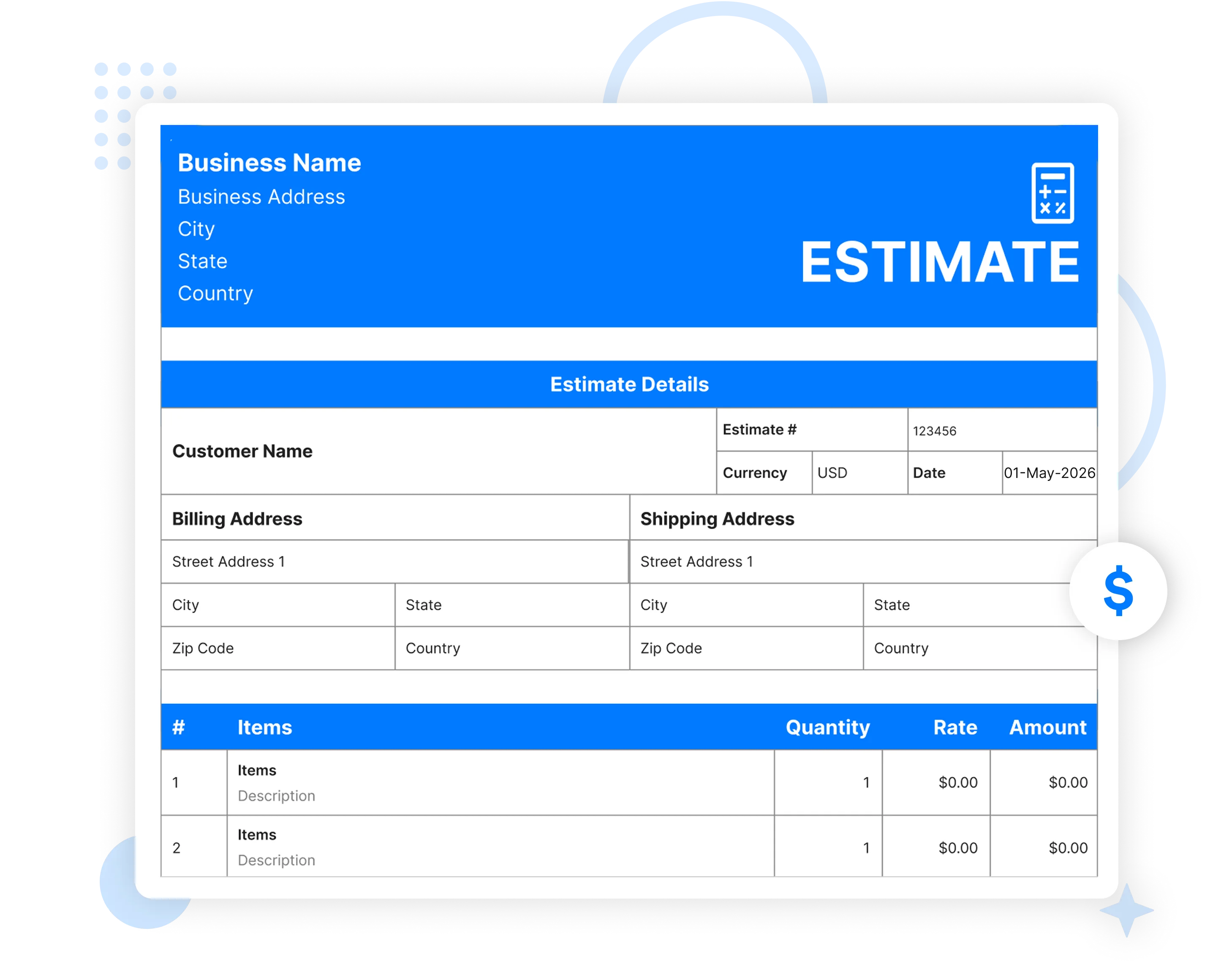 quote Estimate Template