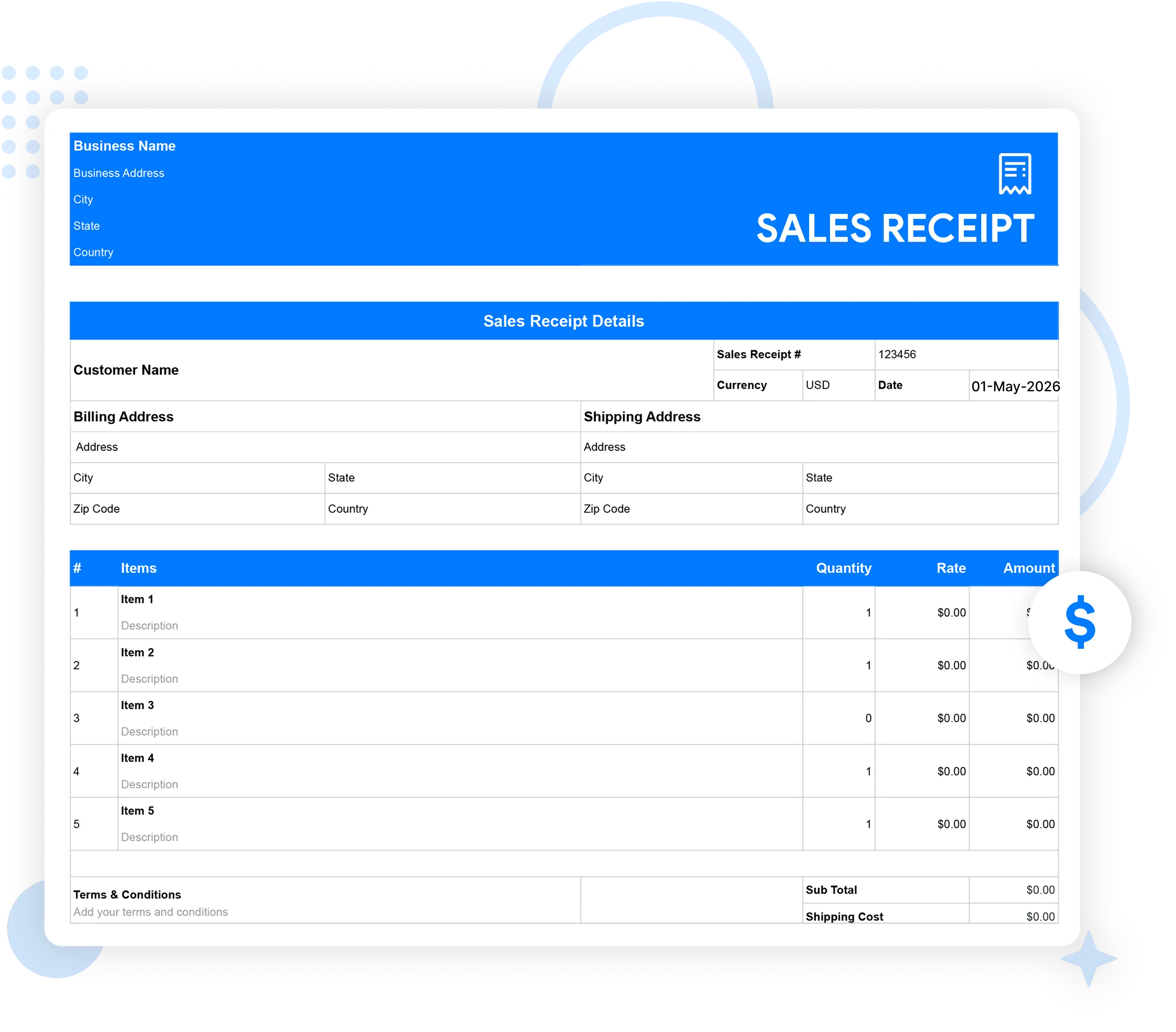 Plumbing Receipt Template
