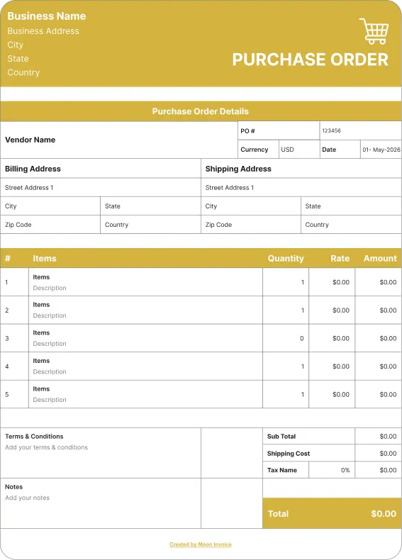 Simple purchase order template