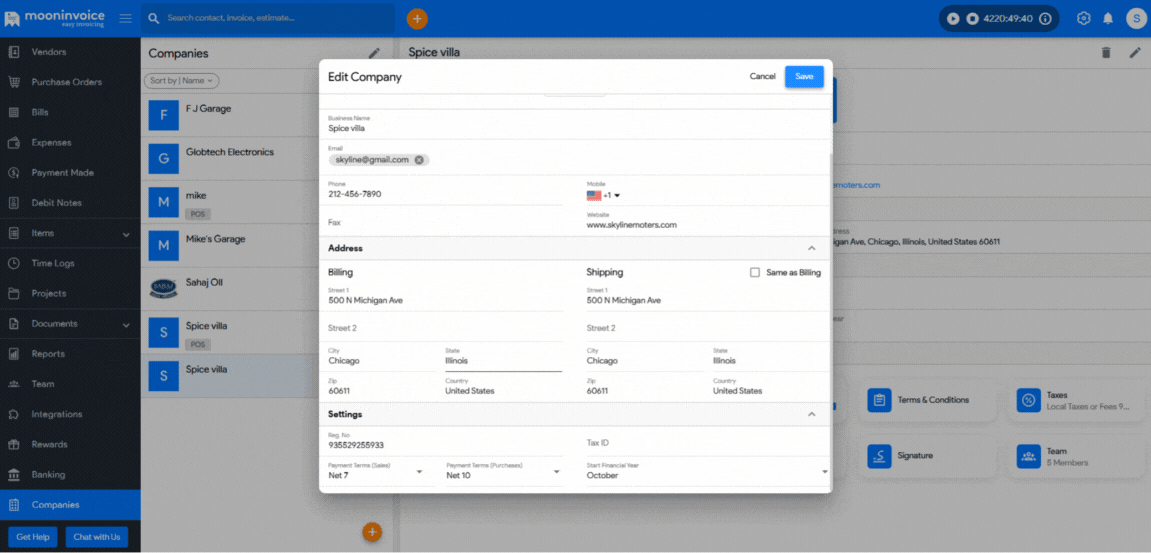 Separate Payment Terms for Sales and Purchases