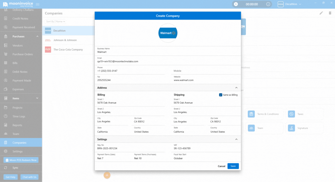 Separate Payment Terms for Sales and Purchases