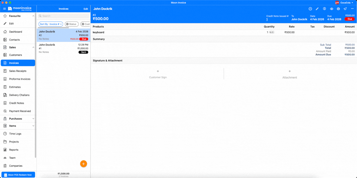 Improved Invoice & Credit Note Link Return Flow