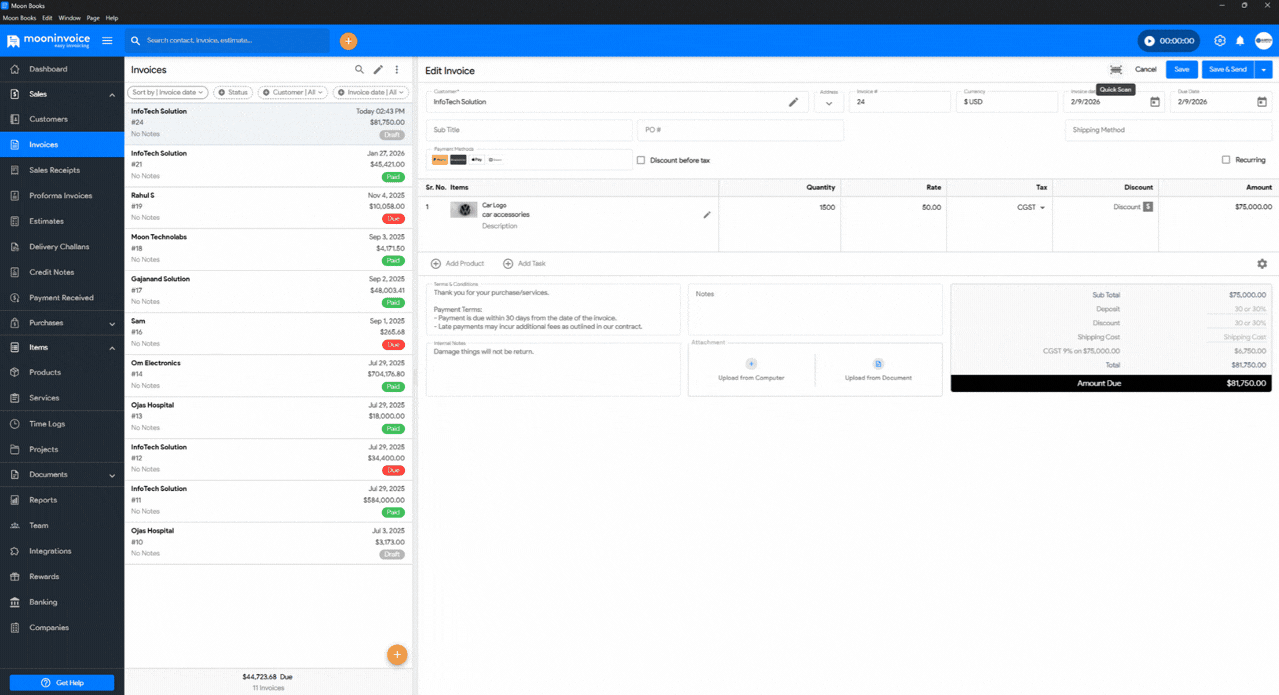 Private Internal Notes Enabled & UPI QR Code in PDF & Thermal Print