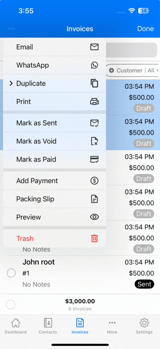 New Payment Terms Choice & Send Multiple Invoices via WhatsApp