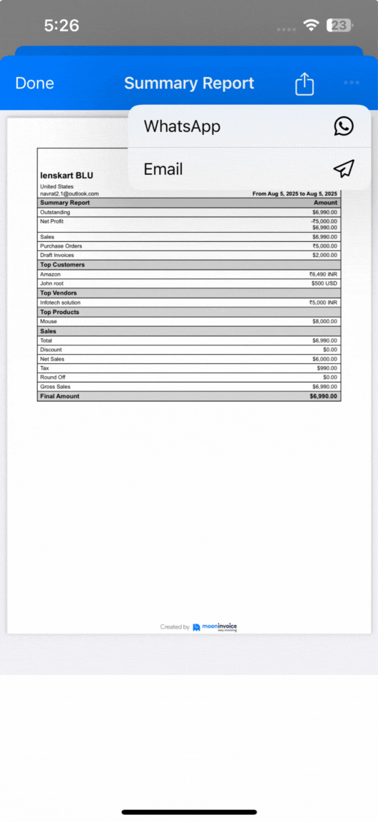 Report Sharing via WhatsApp & Notes Setting for WhatsApp