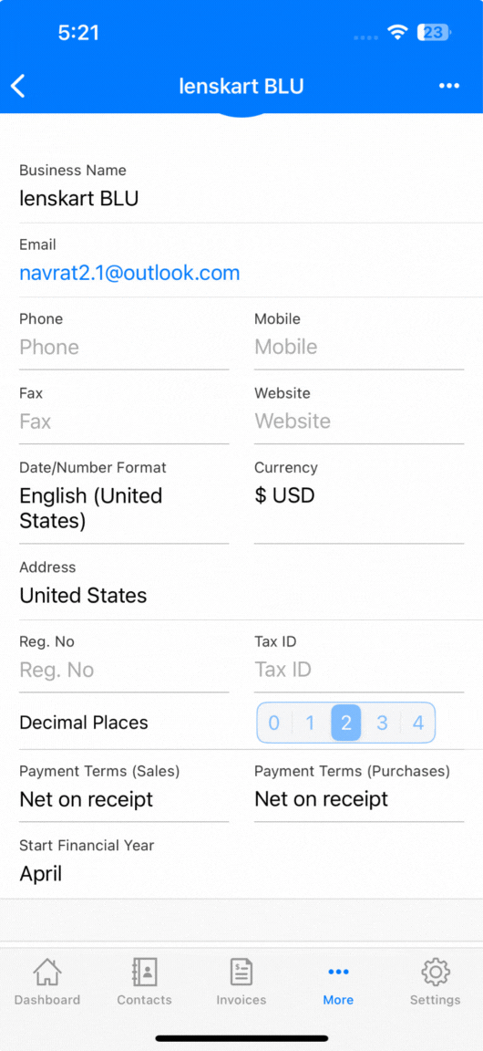 Separate Payment Terms for Sales & Purchases