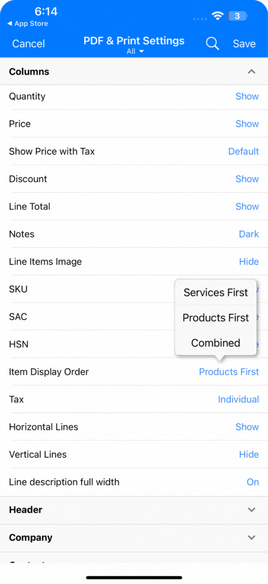 Easy Item Ordering in PDF