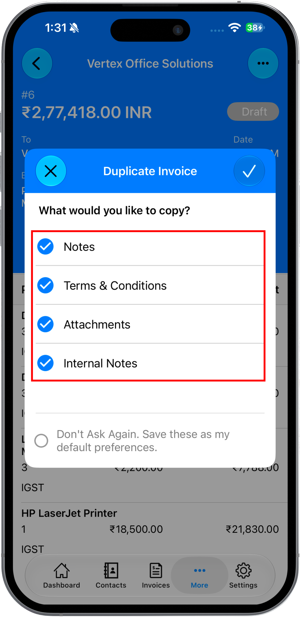 Improved Duplicate Settings on iOS