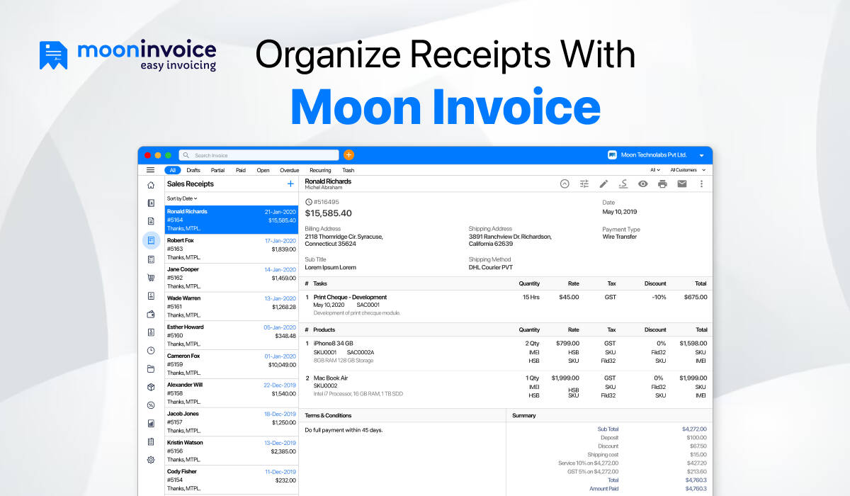Use Moon Invoice For Organizing Receipts