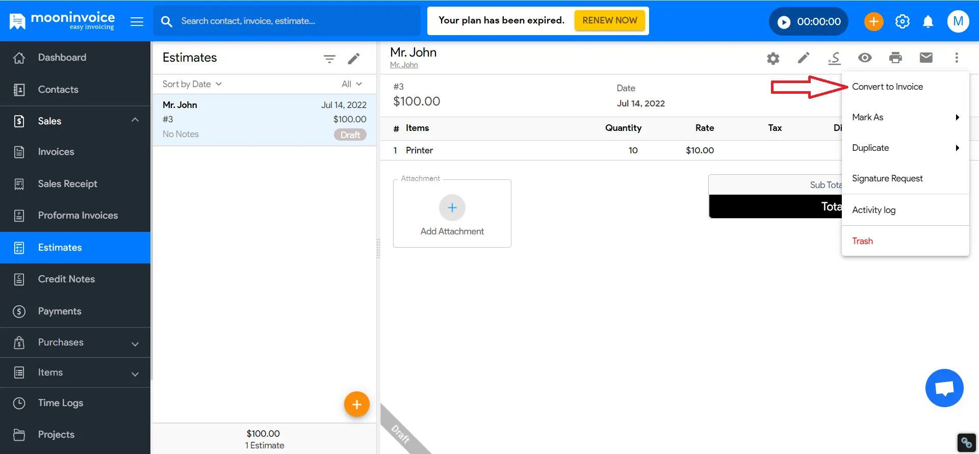 Create-an-estimate-to-invoice