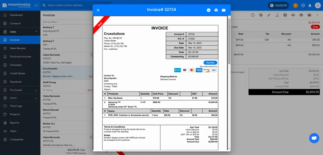 Supplier invoice example