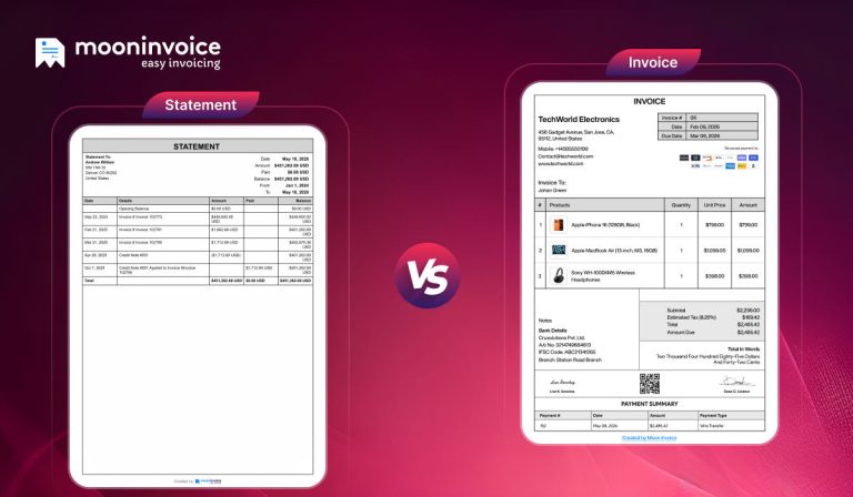Statement vs invoice
