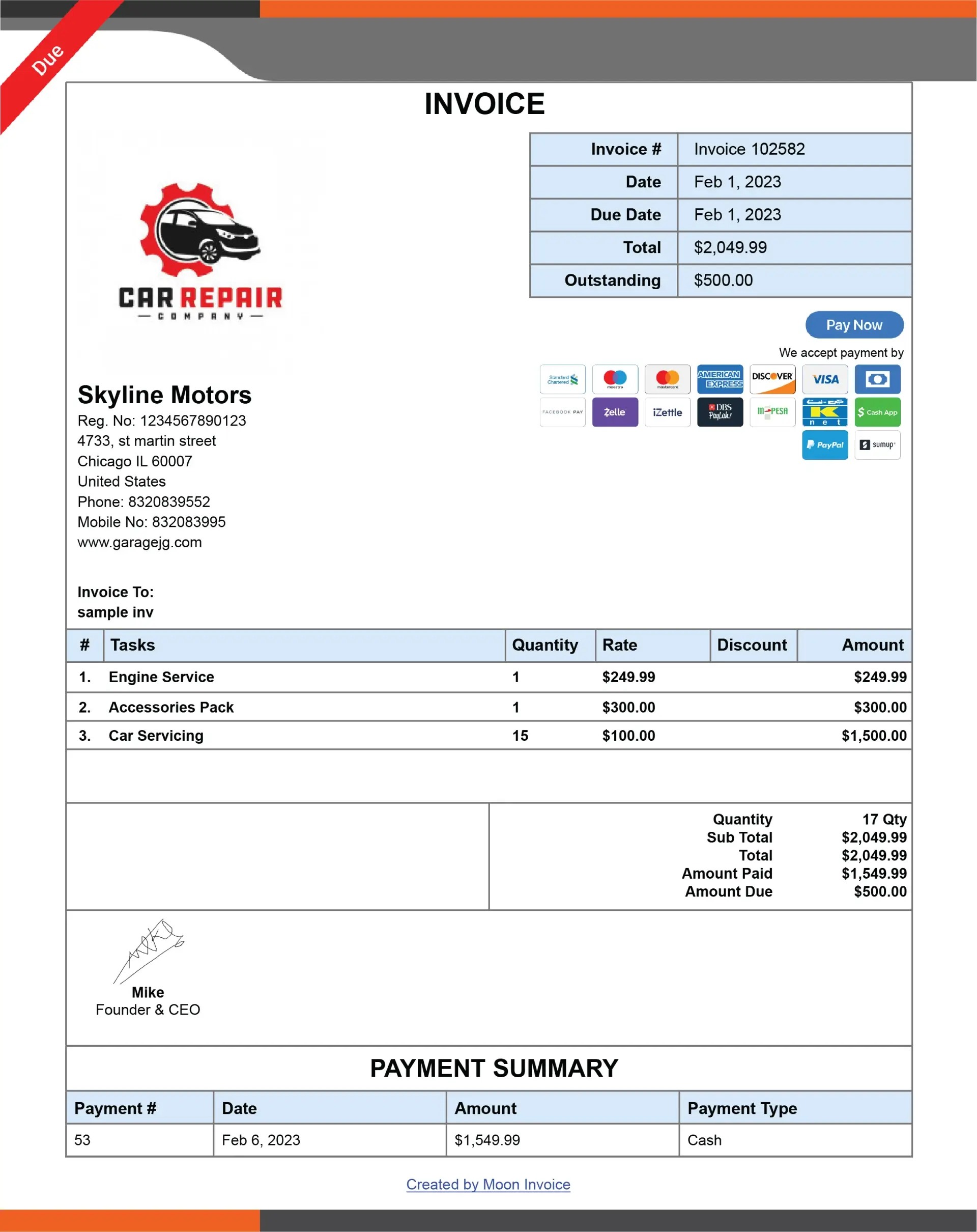 Format of Invoice