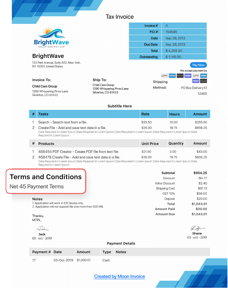 Net 45 Payment Terms Example Net 45 Payment Terms Example