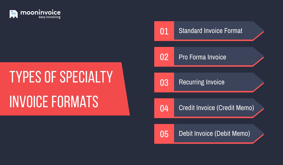 Types of Specialty Invoice Formats