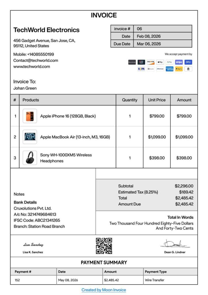 Example of an e-bill Example of an e-bill