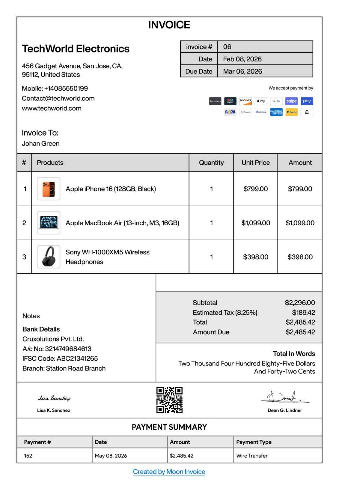 Invoice Example