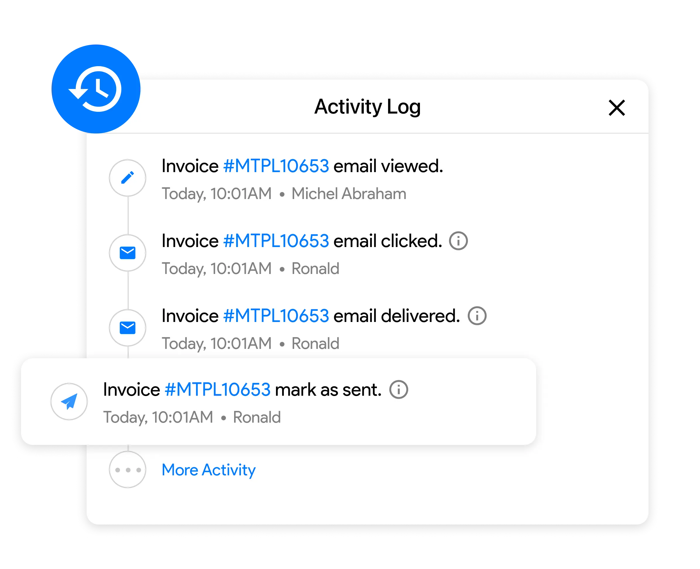 Estimate tracking & activity log