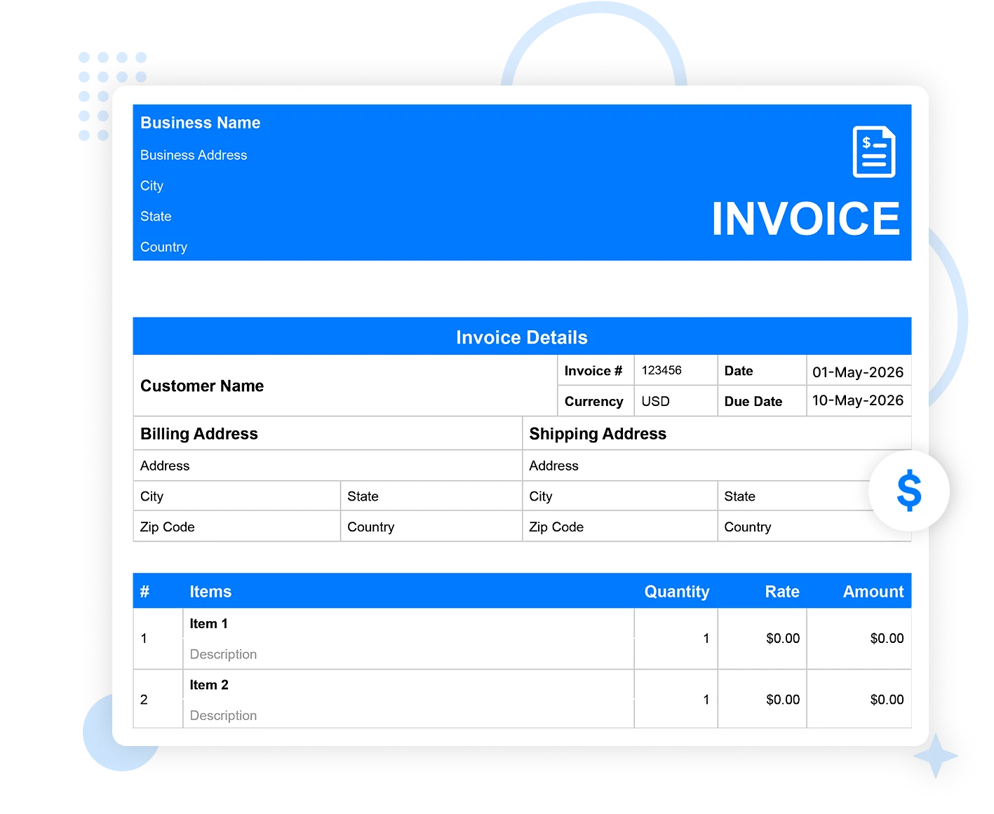 Free Excel invoice template