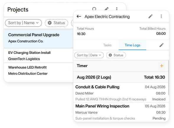 Time tracking and project-based invoicing